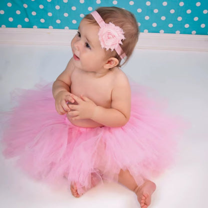 Newborn Baby Photography Props - Princess Costume with Tutu Skirt & Flower Headband | Infant Girl Outfit Accessories