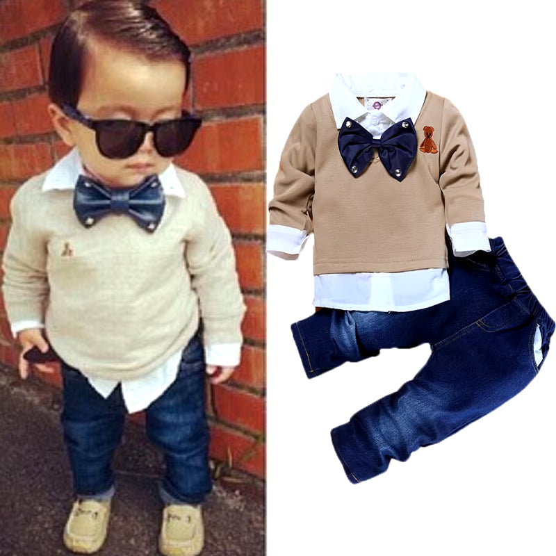Toddler Boy Gentleman Outfit – 3Pcs Clothing Set with Coat, Long Sleeve Shirt & Pants | Formal Casual Suit for Boys (2-8 Years)