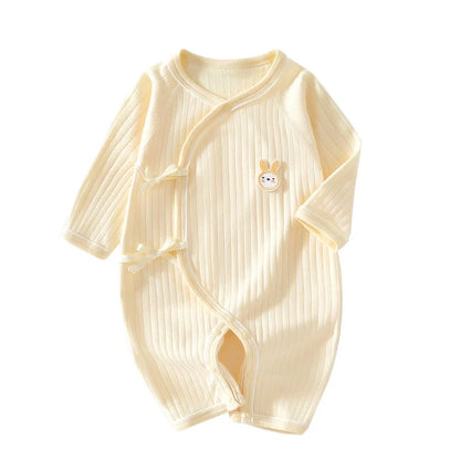 Newborn Baby Cotton Romper – Unisex Long Sleeve One-Piece Jumpsuit | Boneless Pajamas for All Seasons (0–6 Months)