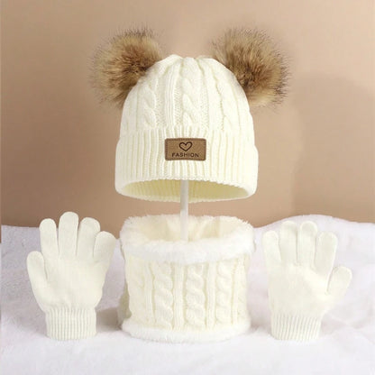 Toddler Winter Hat, Scarf & Gloves Set – Warm Knit Beanie with Pom Pom + Infinity Scarf + Mittens | Boys & Girls (Ages 2–6)