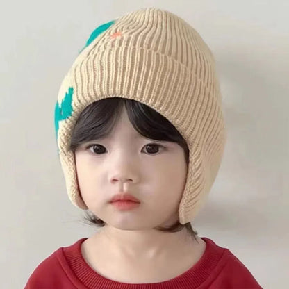 Winter Baby Dinosaur Hat – Warm Knitted Wool Ear Protection Cap for Kids | 3D Cartoon Beanie with Earmuffs (2–6 Years)