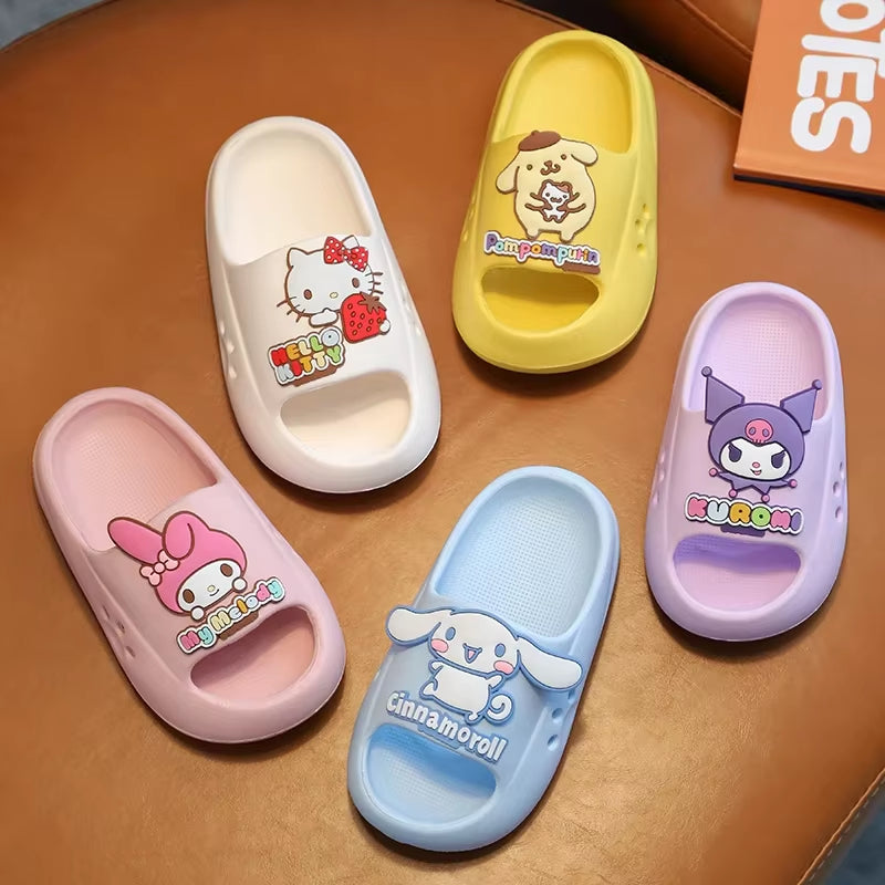 Cute Kids Slippers - Kawaii Hello Kitty & Cinnamoroll Non-Slip Platform Sandals for Home & Beach