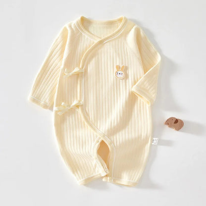 Newborn Baby Cotton Romper – Unisex Long Sleeve One-Piece Jumpsuit | Boneless Pajamas for All Seasons (0–6 Months)