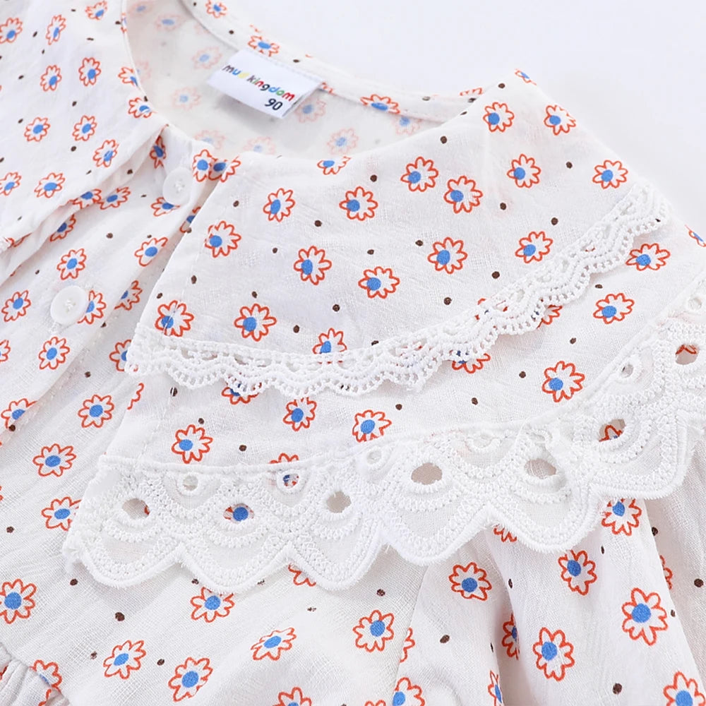 Girls Vintage Floral Dress – Long Sleeve Princess Outfit with Lace Collar | Toddler & Kids Fashion Dress (2-8 Years)