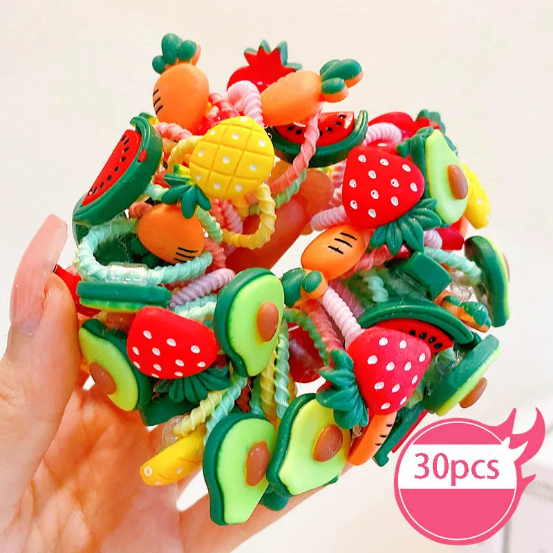 30Pcs Baby & Girl Hair Bands – High Elastic, Non-Harmful, Small Size, Cute Flower Hair Accessories