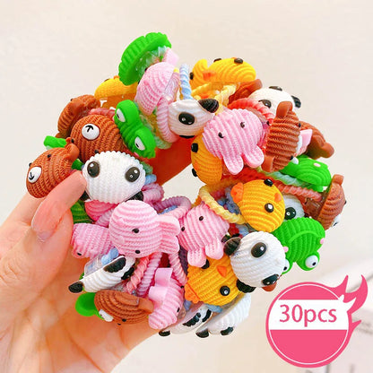 30Pcs Baby & Girl Hair Bands – High Elastic, Non-Harmful, Small Size, Cute Flower Hair Accessories