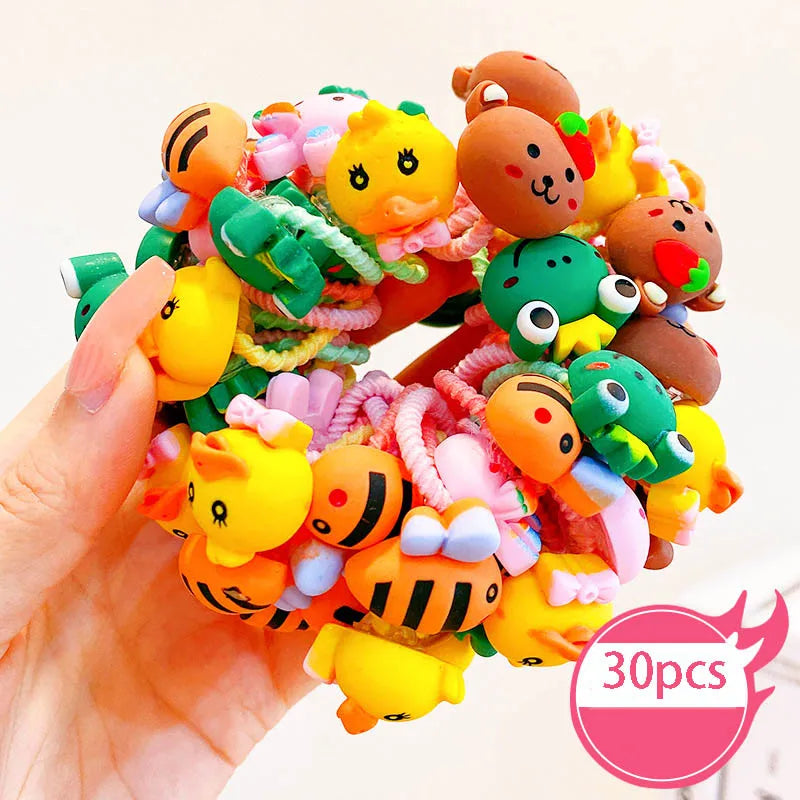 30Pcs Baby & Girl Hair Bands – High Elastic, Non-Harmful, Small Size, Cute Flower Hair Accessories