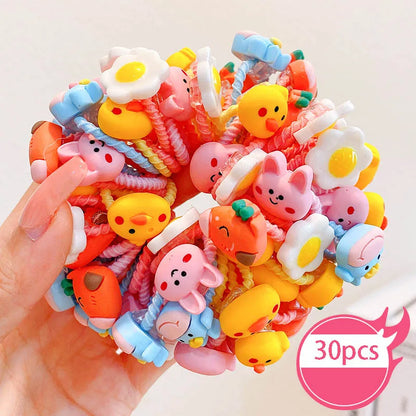 30Pcs Baby & Girl Hair Bands – High Elastic, Non-Harmful, Small Size, Cute Flower Hair Accessories