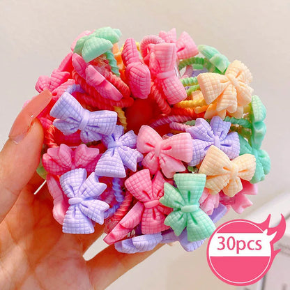 30Pcs Baby & Girl Hair Bands – High Elastic, Non-Harmful, Small Size, Cute Flower Hair Accessories