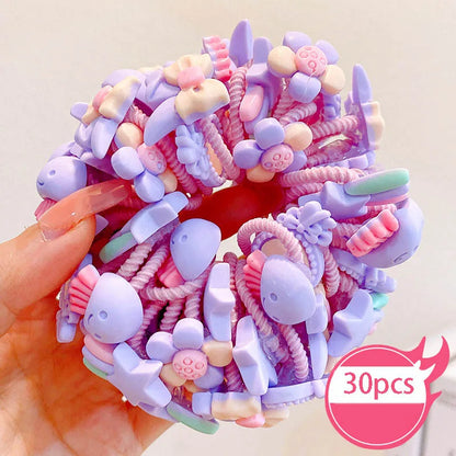 30Pcs Baby & Girl Hair Bands – High Elastic, Non-Harmful, Small Size, Cute Flower Hair Accessories