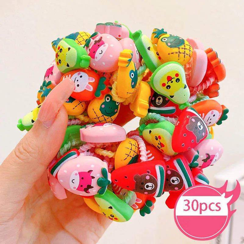 30Pcs Baby & Girl Hair Bands – High Elastic, Non-Harmful, Small Size, Cute Flower Hair Accessories