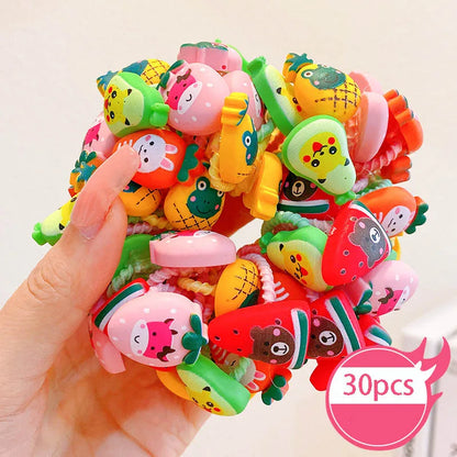 30Pcs Baby & Girl Hair Bands – High Elastic, Non-Harmful, Small Size, Cute Flower Hair Accessories