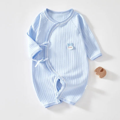 Newborn Baby Cotton Romper – Unisex Long Sleeve One-Piece Jumpsuit | Boneless Pajamas for All Seasons (0–6 Months)